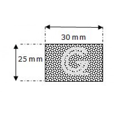 Rechthoekig mosrubber snoer | 25 x 30 mm | rol 25 meter